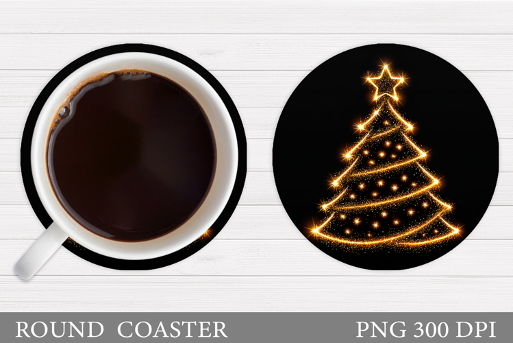 Christmas Tree Coaster Design. Christmas Round Coaster