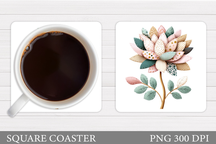 Patchwork Flower Coaster Design. Floral Coaster Sublimation