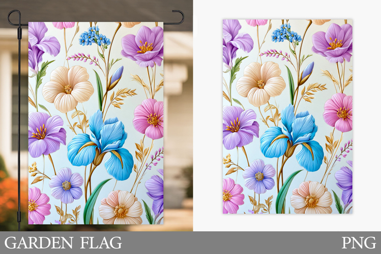 Flowers Garden Flag Sublimation. Floral Garden Flag Design