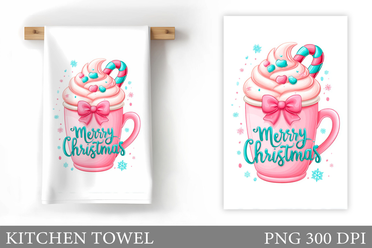 Christmas Kitchen Towel Design. Merry Christmas Sublimation