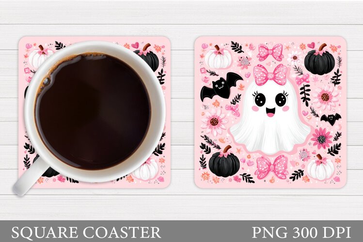 Ghost Coaster Design. Halloween Sublimation example image 1