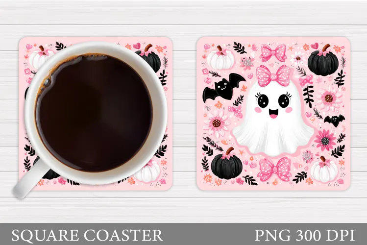 Ghost Coaster Design. Halloween Sublimation