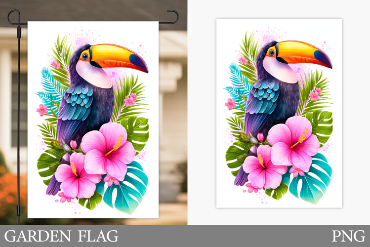 Toucan Garden Flag Design. Bird Garden Flag Sublimation