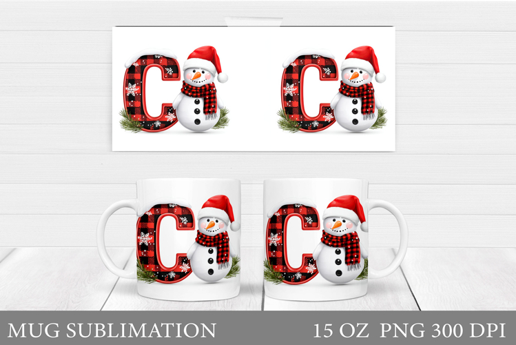 Christmas Letter C Sublimation. Christmas Mug Design