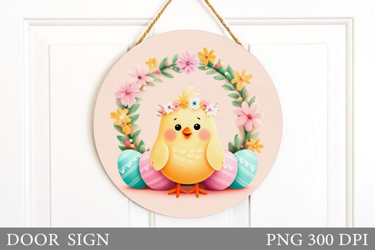 Easter Chick Door Sign Design. Easter Door Sign Sublimation