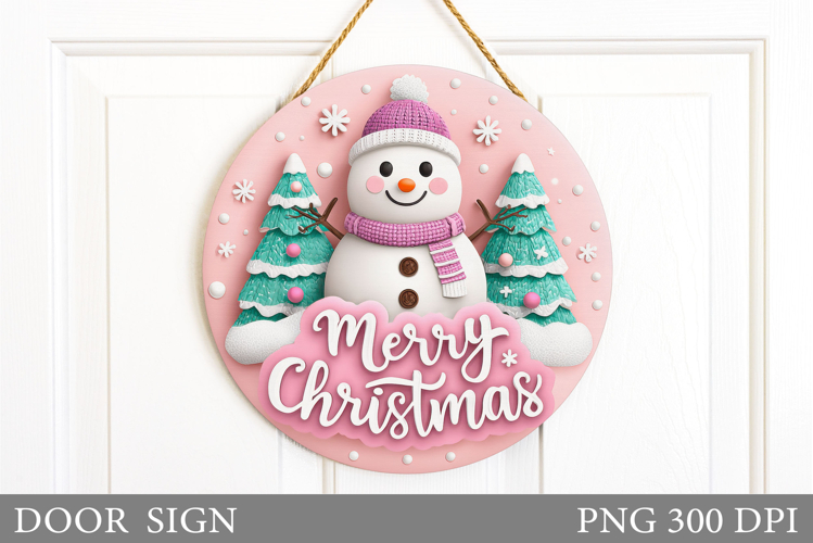 Cute Snowman Door Sign. Christmas Door Sign Sublimation