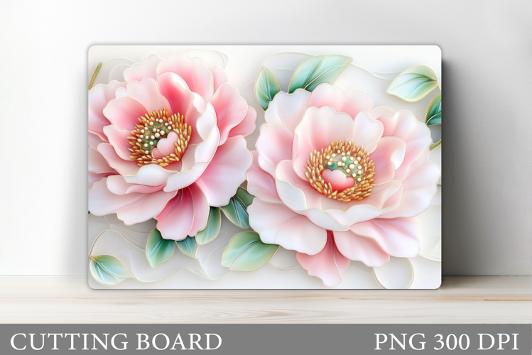 Peony Cutting Board Sublimation. Floral Cutting Board Design