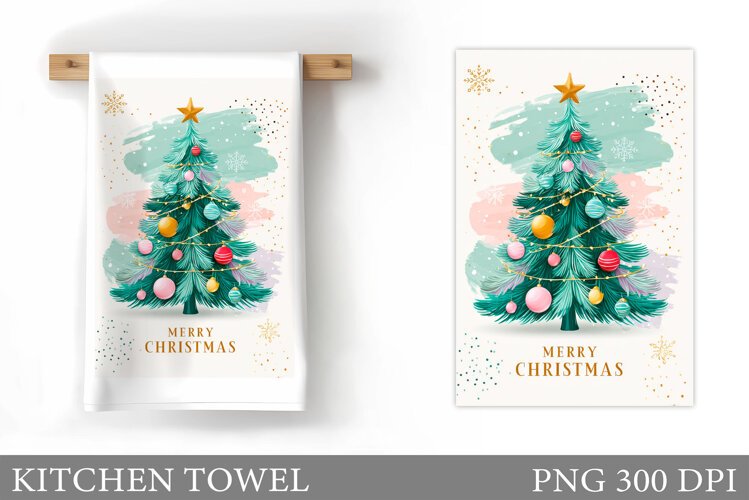 Christmas Tree Kitchen Towel. Christmas Kitchen Towel Design example image 1