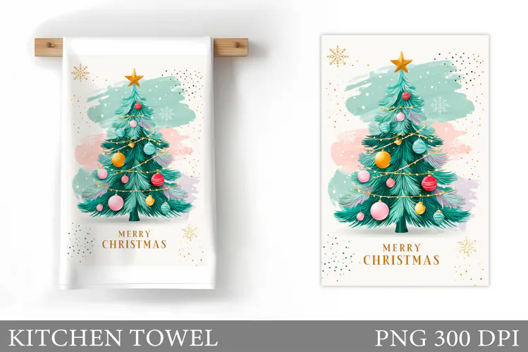 Christmas Tree Kitchen Towel. Christmas Kitchen Towel Design