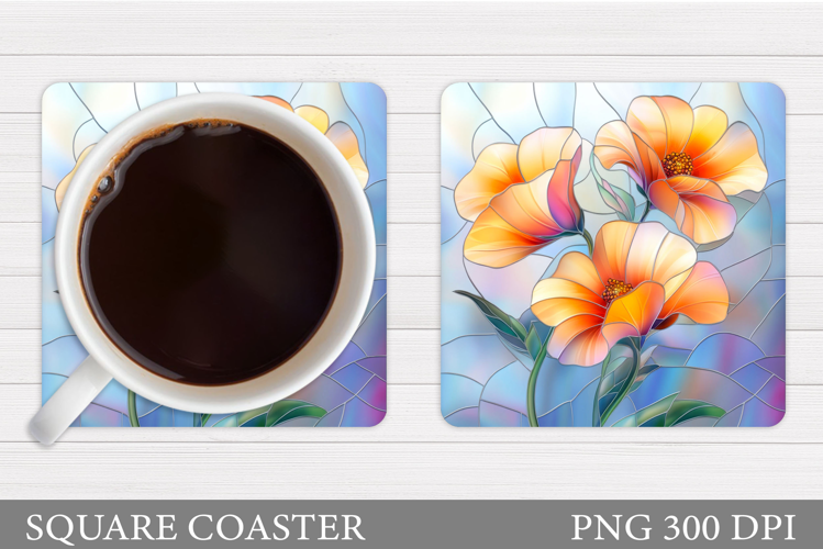 Flowers Coaster Sublimation. Floral Coaster Design