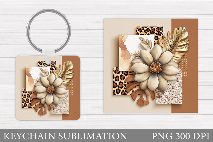 Flowers Keychain Design. Floral Keychain Sublimation