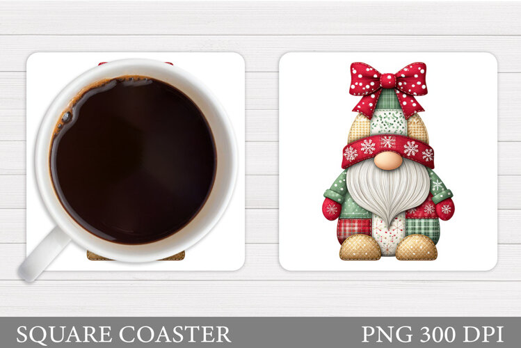Christmas Gnome Coaster. Christmas Coaster Sublimation example image 1