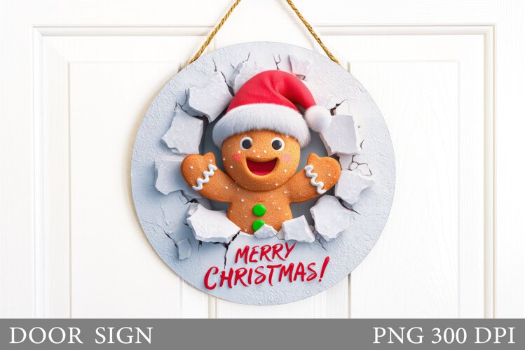 Gingerbread Door Sign Design. Christmas Door Sign example image 1