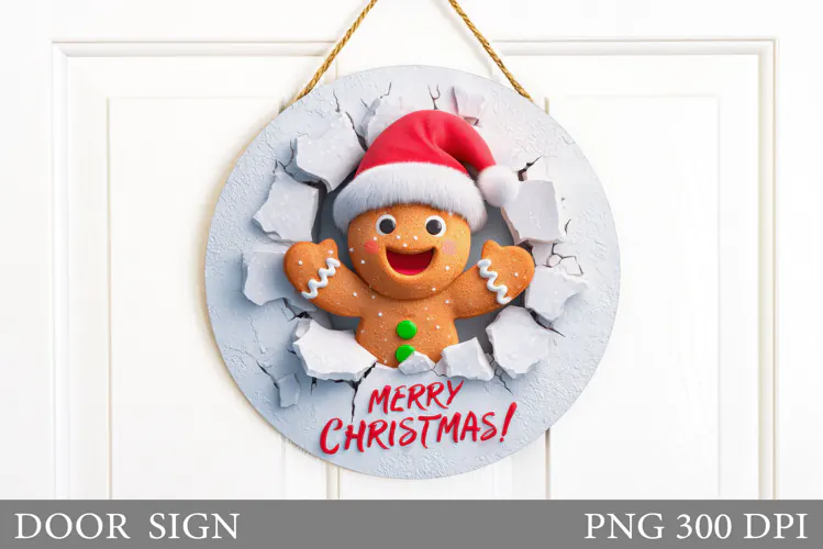 Gingerbread Door Sign Design. Christmas Door Sign