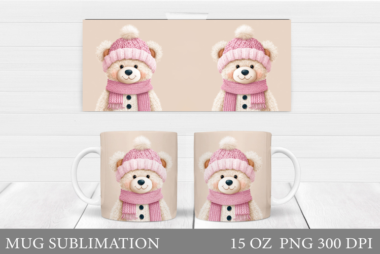 Cute Bear Mug Design. Christmas Mug Sublimation