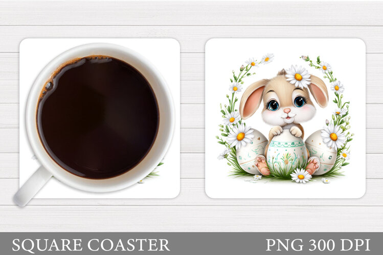 Easter Bunny Coaster Design. Easter Coaster Sublimation example image 1