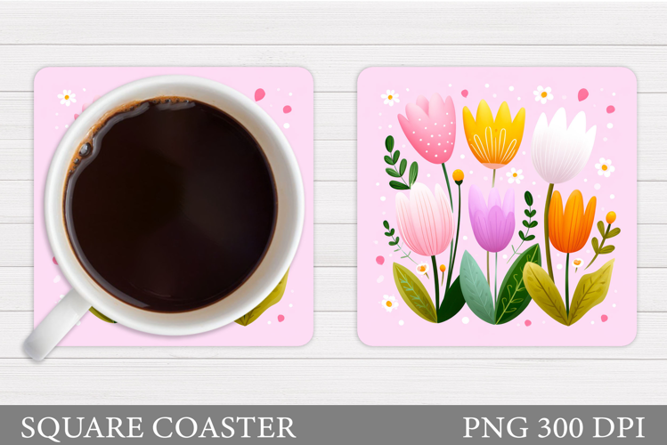 Floral Coaster Sublimation. Flowers Coaster Design