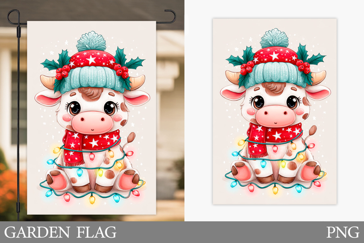 Christmas Cow Garden Flag. Christmas Garden Flag Sublimation