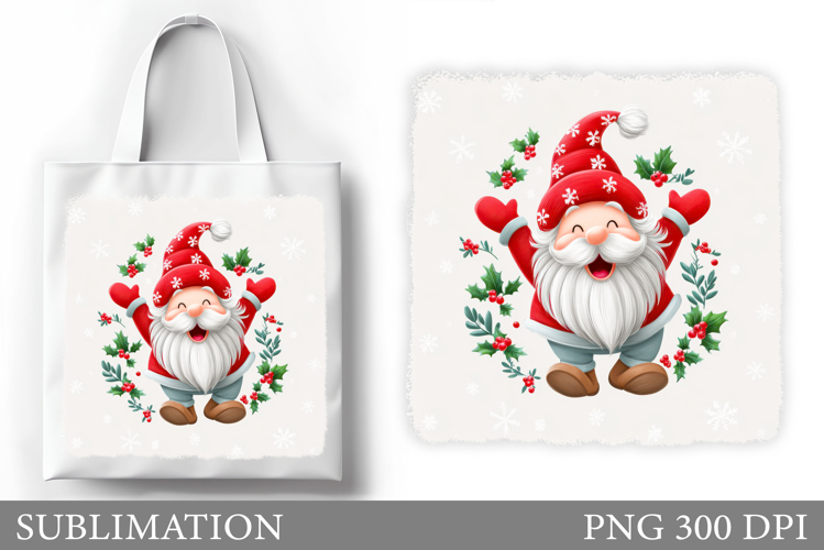 Christmas Gnome Tote Bag. Christmas Tote Bag Sublimation