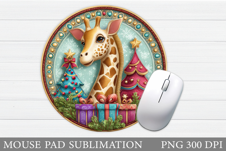 Cute Giraffe Mouse Pad Design. Christmas Mouse Pad