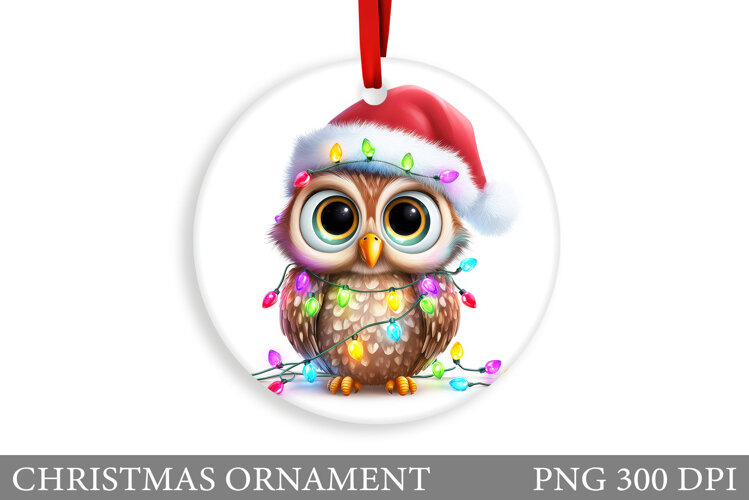Cute Owl Christmas Ornament. Christmas Ornament Sublimation example image 1
