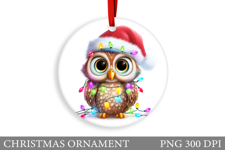 Cute Owl Christmas Ornament. Christmas Ornament Sublimation