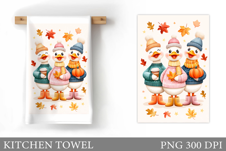 Fall Goose Kitchen Towel. Fall Kitchen Towel Sublimation