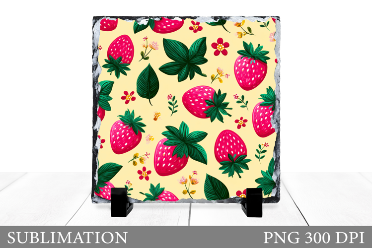 Strawberry Slate Sublimation. Flowers Slate Design