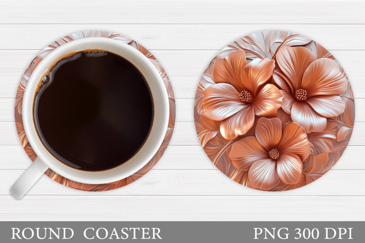Flowers Round Coaster Sublimation. Flowers Coaster Design