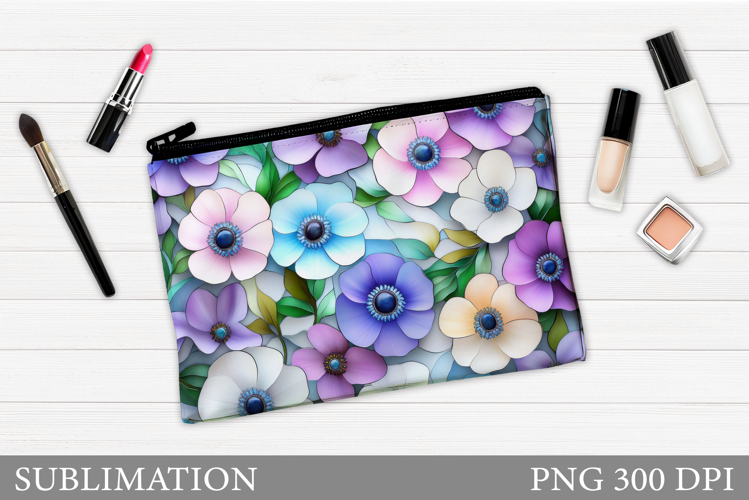Flowers Makeup Bag Design. Floral Makeup Pouch Sublimation
