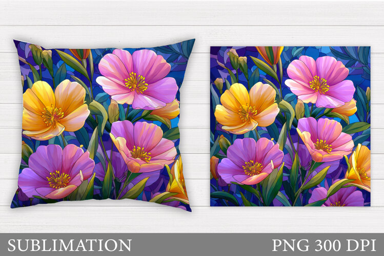 Floral Pillow Design. Flowers Pillow Sublimation example image 1