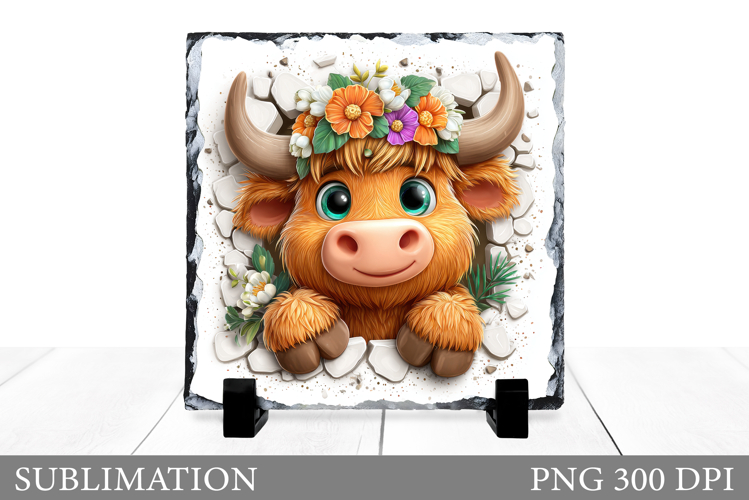 Cow Sublimation. Cute Cow Slate Sublimation