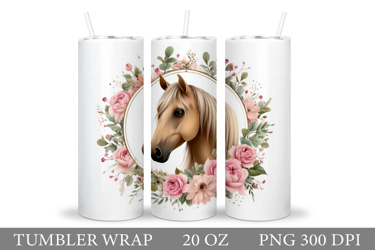 Horse Flowers Tumbler. Cute Horse Tumbler Sublimation