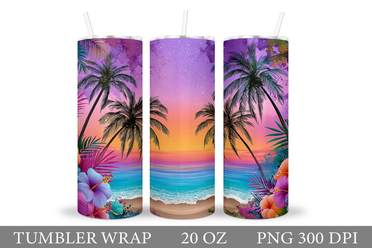 Palm Tree Tumbler Sublimation. Sea Tumbler Design