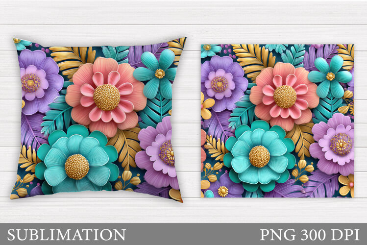 Flowers Sublimation. Flowers Pillow Design example image 1