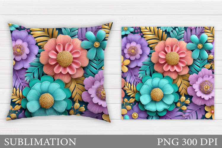 Flowers Sublimation. Flowers Pillow Design