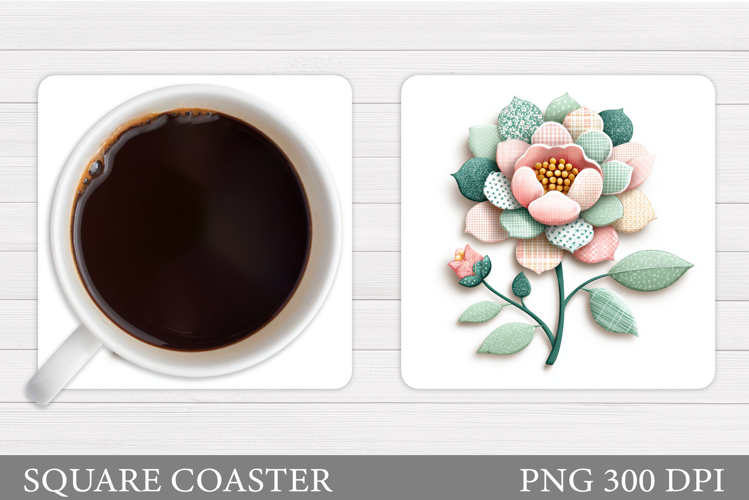 Patchwork Flower Coaster Design. Floral Coaster Sublimation