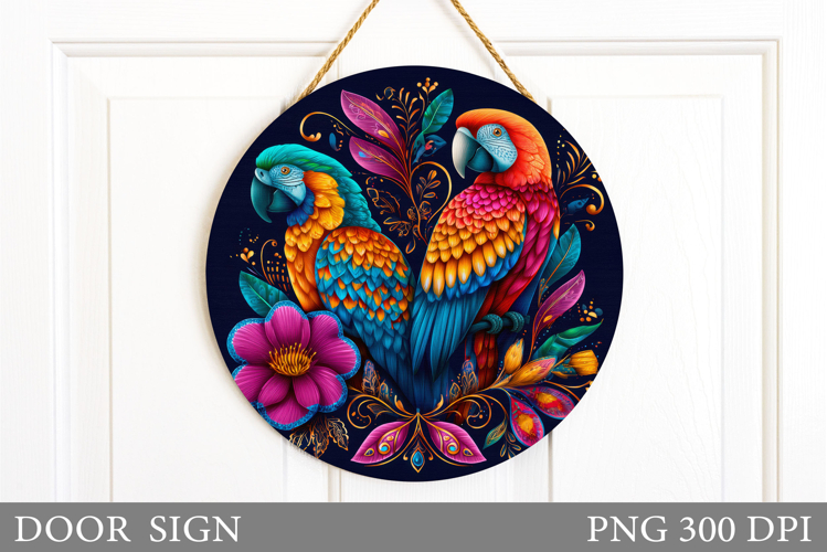 Parrots Door Sign Design. Parrots Sublimation