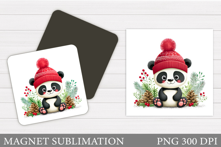 Christmas Panda Magnet Design. Christmas Magnet Sublimation