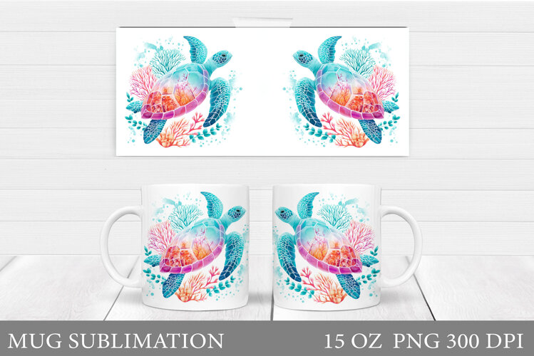 Sea Turtle Mug Sublimation. Sea Turtle Mug Wrap Design example image 1