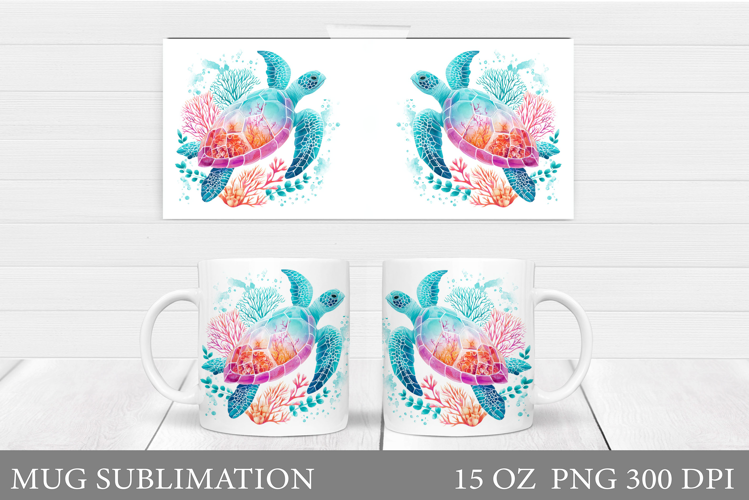 Sea Turtle Mug Sublimation. Sea Turtle Mug Wrap Design