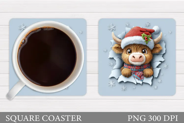 Christmas Cow Coaster. Christmas Cow Coaster Sublimation