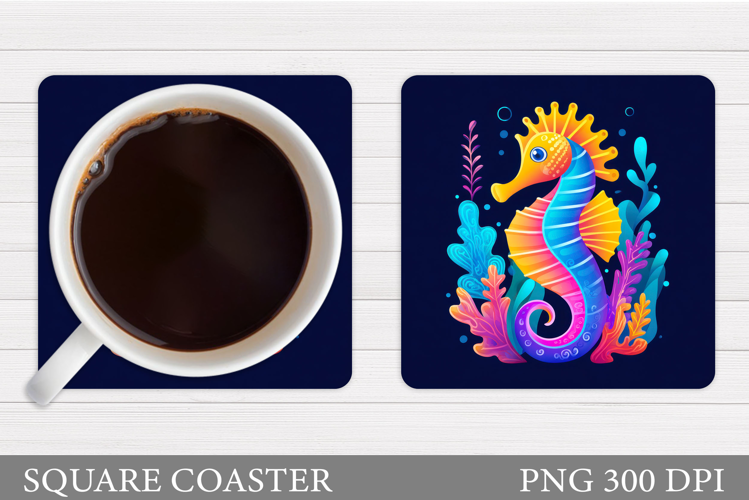 Cute Seahorse Coaster Design. Seahorse Sublimation