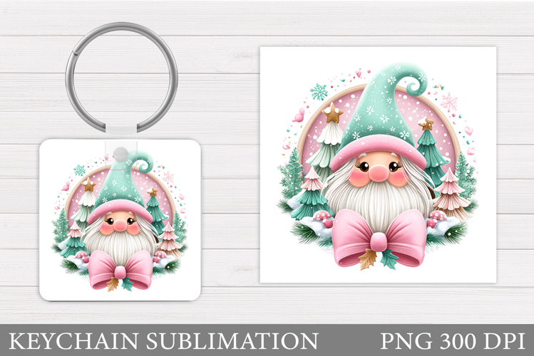 Christmas Gnome Keychain. Christmas Keychain Sublimation