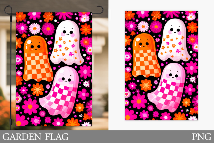 Ghost Garden Flag Sublimation. Halloween Garden Flag Design