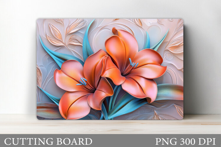 3D Flowers Cutting Board. Flowers Kitchen Cutting Board example image 1