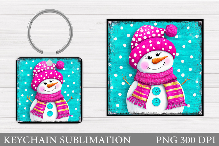 Christmas Snowman Keychain. Christmas Keychain Sublimation