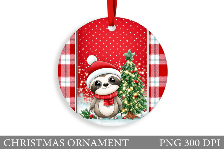 Cute Sloth Christmas Ornament. Christmas Sloth Sublimation