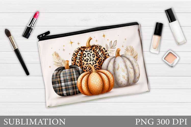 Pumpkin Makeup Bag Sublimation. Pumpkin Cosmetics Bag example image 1
