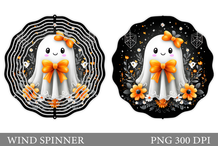 Cute Ghost Wind Spinner Design. Cute Halloween Wind Spinner
